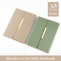 Carnet en cuir à feuilles mobiles, journal en cuir PU texturé avec bande métallique dorée, logo personnalisé, format A5, cadeau d'entreprise, agenda