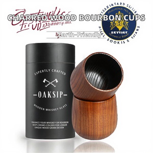 Vaso de whisky moderno ecológico de madera carbonizada sin grietas, 2 piezas/paquete, capacidad de 10 oz, excelente herramienta de bar. - Product Image 2