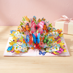 Meilleures ventes : Carte pop-up 3D fleurs et papillons, design personnalisé, faite à la main, découpée au laser, impression offset, décoration d'intérieur, la meilleure - Product Image 3