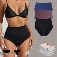 Ropa Interior Femenina de Cintura Alta Súper Absorbente, Bragas Menstruales de 4 Capas para el Periodo, Culottes para Uso Diario