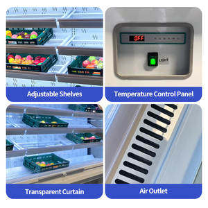 Vitrine réfrigérée ouverte multi-niveaux pour supermarché commercial, avec rideau d'air, type réfrigérateur de présentation - Product Image 3
