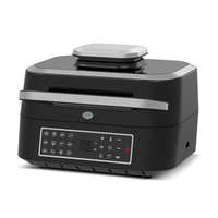 Combinaison de friteuse intelligente et de gril d'intérieur de 6,5 L, frites sans huile sans fumée, rôti, pizza, steak, poisson, 12 préréglages, écran tactile numérique