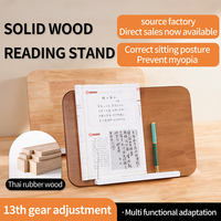 Support de livre en bois massif pour la lecture, support de livre réglable, support de livre de cuisine pliable avec pinces de maintien des pages, support de présentation pour le bureau
