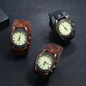 <span class=keywords><strong>Montre</strong></span> à <span class=keywords><strong>bracelet</strong></span> en <span class=keywords><strong>cuir</strong></span> véritable large rétro Relogio pour homme, <span class=keywords><strong>montre</strong></span> à quartz punk, <span class=keywords><strong>bracelet</strong></span> de <span class=keywords><strong>montre</strong></span>, <span class=keywords><strong>montre</strong></span> de poignet inhabituelle (WA212) - Product Image 6