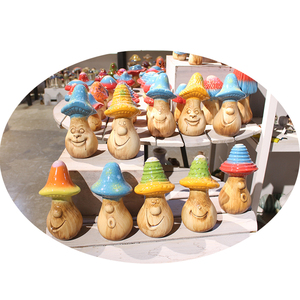 Custom Smiling Face Expression Large Garden Porcelain Ornament for Ceramic Mushroom <strong>Spring</strong> <strong>Decoration</strong> - Product Image 1