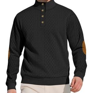 Pull décontracté respirant à manches longues pour homme, col boutonné, jacquard, transfrontalier - Product Image 4