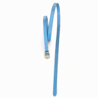 Ceinture fine bleu ciel pastel avec boucle ardillon dorée, ceinture minimaliste pour robe, OEM, vente en gros, étiquette privée personnalisée