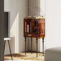 Bibliothèque moderne à 1 étagère en acrylique/bois marron avec cadre trempé-Meubles de rangement modulaires pour le salon