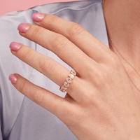 LYBURCHI 925 Sterling Silber Gelbgold Vermeil Runder Brillantschliff Eingravierte Fassung und Ehering Eternity Band Ring