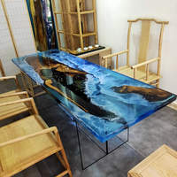 Table Rivière en Résine Époxy Direct Usine, Plateau en Bois Massif, Table Basse Bûche Vague, Table à Manger Créative, Décoration Maison