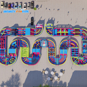 Thương mại Inflatable khóa học trở ngại PVC trượt 5K khóa học trở ngại ngoài trời Inflatable sân chơi cho trẻ em - Product Image 3