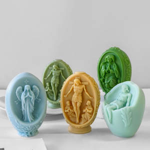 CARATTE Nuevo Molde <span class=keywords><strong>de</strong></span> Silicona Religioso <span class=keywords><strong>de</strong></span> Pascua, Molde <span class=keywords><strong>de</strong></span> Vela <span class=keywords><strong>de</strong></span> Jesús, Virgen María y Ángel para Jabón Hecho a Mano DIY - Product Image 2