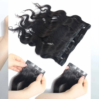 Harga grosir 12A klip mulus PU rambut Vietnam mentah dalam rambut lurus warna alami ekstensi rambut manusia 100%