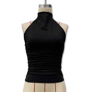 批发夏季欧美时尚无肩带设计优雅合身设计舒适纯色女式衬衫 - Product Image 5