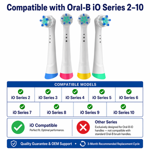 Têtes de <span class=keywords><strong>brosse</strong></span> à dents électriques de rechange OEM compatibles avec la série <span class=keywords><strong>IO</strong></span>, logo personnalisé, poils souples - Product Image 3