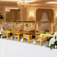 Andere Hotel- und Gastronomieausstattung Rechteckige Goldene Chafing Dishes Buffet-Speisenwärmer Chafing Dishes für Catering