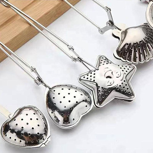 Custom Cheap Shell Heart Gold Plated Metal Stainless Steel Loose Leaf Mesh <b>Tea</b> Ball <b>Tea</b> <b>Infuser</b> Strainer With Handle - Product Image 5