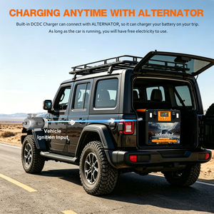 กล่องแบตเตอรี่พลาสติกกันน้ำ 12V พร้อมแบตเตอรี่ Lifepo4 200Ah พร้อมเครื่องชาร์จ DC to DC 40A กล่องแบตเตอรี่พลังงานแสงอาทิตย์สำหรับการตั้งแคมป์และการเดินทาง - Product Image 5