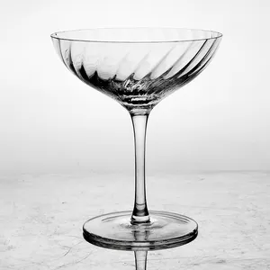 European Style Cocktail Glass Bar Cup Carved Wide Mouth Champagne