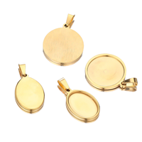 Fermoirs et crochets en acier inoxydable de 20 mm, support vierge pour cabochon et camée, pour la fabrication de bijoux