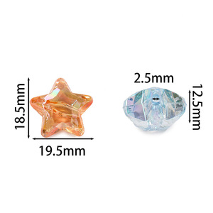 Perles en acrylique à facettes en forme d'étoile à cinq branches, taille moyenne, accessoires de bijouterie DIY pour pinces à cheveux, boucles de chaussures et décorations - Product Image 2