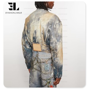 LARSUR fábrica personalizada 3D Full Dtg <span class=keywords><strong>Dgt</strong></span> All Over Print Denim Jacket Bomber Crop Boxy Trompe L'oeil Loeil Digital Jeans Jacket hombres - Product Image 2