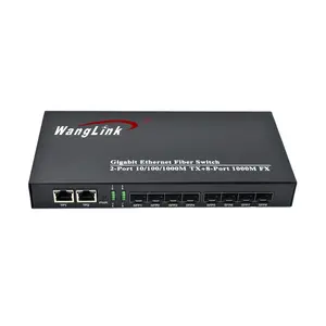 Wanglink gigabit ethernet волоконно-оптический коммутатор 2 порта SFP SC LC порт 10/100/1000 м TX + 8 портов 1000 м FX оптовая цена