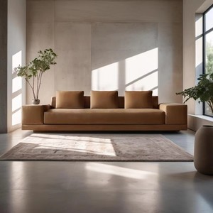 โซฟาอิตาเลียนบุผ้าบูเคลแสนสบาย 3 ที่นั่ง 2 ที่นั่ง สีส้ม สีน้ำตาลแบบกำหนดเอง โซฟาห้องนั่งเล่นทรงโมเดิร์นรูปตัว L โซฟาแบบแยกส่วนทรงคลาวด์ไร้โครง - Product Image 1