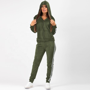 Ensemble de survêtement 2 pièces coupe-vent extensible dans les quatre sens à manches longues pour femme, col montant, avec cordon de serrage, grandes tailles - Product Image 1
