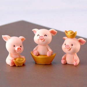 Resin <b>Mini</b> Cartoon Rich Fortune Pig Figurine Miniatures for Landscape Decorations Tiny Lucky Piggy Ornaments DIY Accessories - Product Image 2