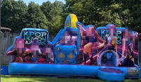 Château gonflable commercial personnalisé sur le thème du K-pop, avec toboggan, pour enfants, idéal pour la location événementielle