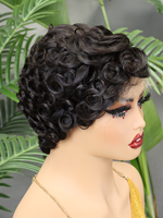 Perruque Courte Bouclée 5x5 HD Lace Front Chioma Pixie en Cheveux Humains, Perruque Bouclée Superposée Sans Colle Pré-Pluckée Coupe Pixie pour Femmes