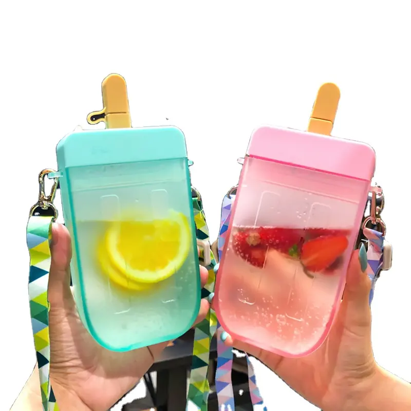 透明なプラスチック製のウォーターボトルクロスボディバッグポーチアイスクリームカップアイスキャンデーハンドバッグドリンク財布ストロー飲用ポーチギフト付き
