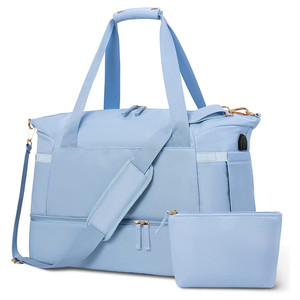 Sac de sport multifonctionnel OEM/ODM à prix réduit, sac de voyage bleu, sac de week-end, sac de nuit avec compartiments - Product Image 1