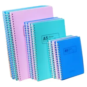 3 Pak notebook Spiral tahan air A5 awet Multi Warna Set dengan 90 halaman bergaris mudah dibalik penutup PVC pengikat