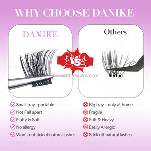 डैनाइके गर्म पिघले लश समूहों d कर्ल मिश्रण 8-16 मिमी छोटी ट्रे विस्पाई डिय पलकों को हाथ से बनाया गया fox mink व्यक्तिगत फ्फी पलक - Product Image 3