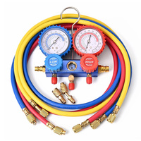 HUBEN Set Alat Pengukur Manifold AC Baru, Perlengkapan Servis Pengisian Refrigerasi HVAC 2-Arah