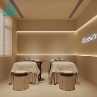 Ensemble de comptoirs de réception pour salon commercial avec éclairage LED, étagère d'exposition personnalisée pour salon de beauté, design d'intérieur pour spa et salon
