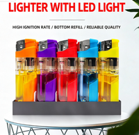 Briquet électronique LED en plastique rechargeable coupe-vent, cadeaux d'affaires, impression personnalisée, utilisation extérieure pour barbecue, vente en gros, briquets sur mesure