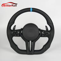 Volant sport personnalisable en cuir pleine fleur avec surpiqûres bleues pour BMW F80 F82 F90 E90 E92 E60 E63 G20