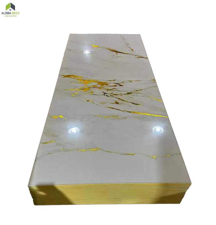 Modern Design UV Coated PVC Wall Sheet Waterproof Marble Style Moisture ...