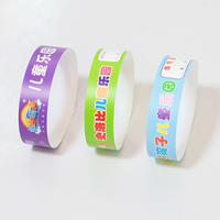 Bracelet événementiel promotionnel jetable en Tyvek personnalisé, résistant aux déchirures, imprimé CMJN avec code QR, numéros de série et logo adhésif