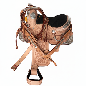 Selle en cuir véritable de qualité supérieure fabriquée à la main Sier Fitting Equestrian Trail Western Horse Saddle Fabriquée en Inde - Product Image 1