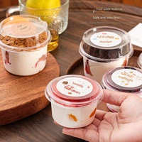 Boîte ronde en plastique PET transparente de 150 ml, épaisseur 1 mm, pour desserts, poudings, yaourts