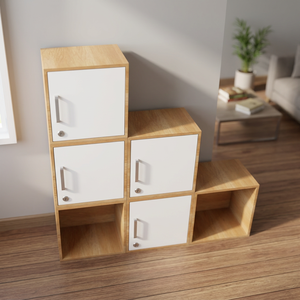 Casier personnel SFTCN008 à 6 compartiments avec serrure électronique, dessus en bois, fermeture manuelle des portes, étagère réglable, armoire de rangement pour usage de bureau - Product Image 2