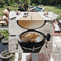 KIMSTONE Premium Moderne 24/23,5 pouces Kit de rôtisserie pour barbecue en fer émaillé de haute qualité avec allumage électronique pour les fêtes