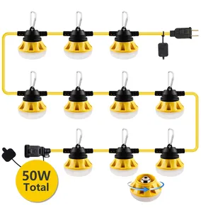Cadena de luces de construcción de resistencia a los golpes impermeable conectable al precio más bajo 82 pies con 10 piezas de bombillas LED reemplazables