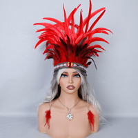 Coiffe tribale artisanale personnalisée avec plumes colorées pour femmes, troupes de danse théâtrale, accessoires de costume d'Halloween