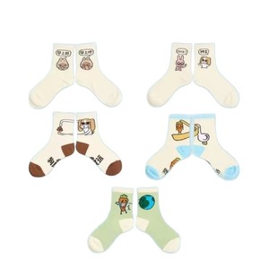 Chaussettes mi-mollet pour femmes, motif animaux mignons, respirantes, absorbant la transpiration, taille jeune, avec motifs de dessins animés - Product Image 3