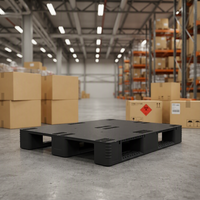 Palette en plastique HDPE à trois roulettes de type plat pour utilisation en rayonnage d'entrepôt et pour le manutention logistique